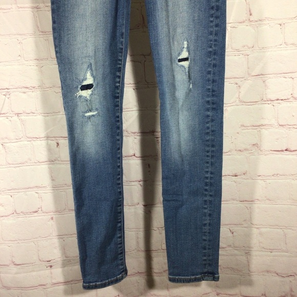 GAP Stretch Super Skinny Distressed Denim Blue Jeans - Size 10 - Picture 2 of 9